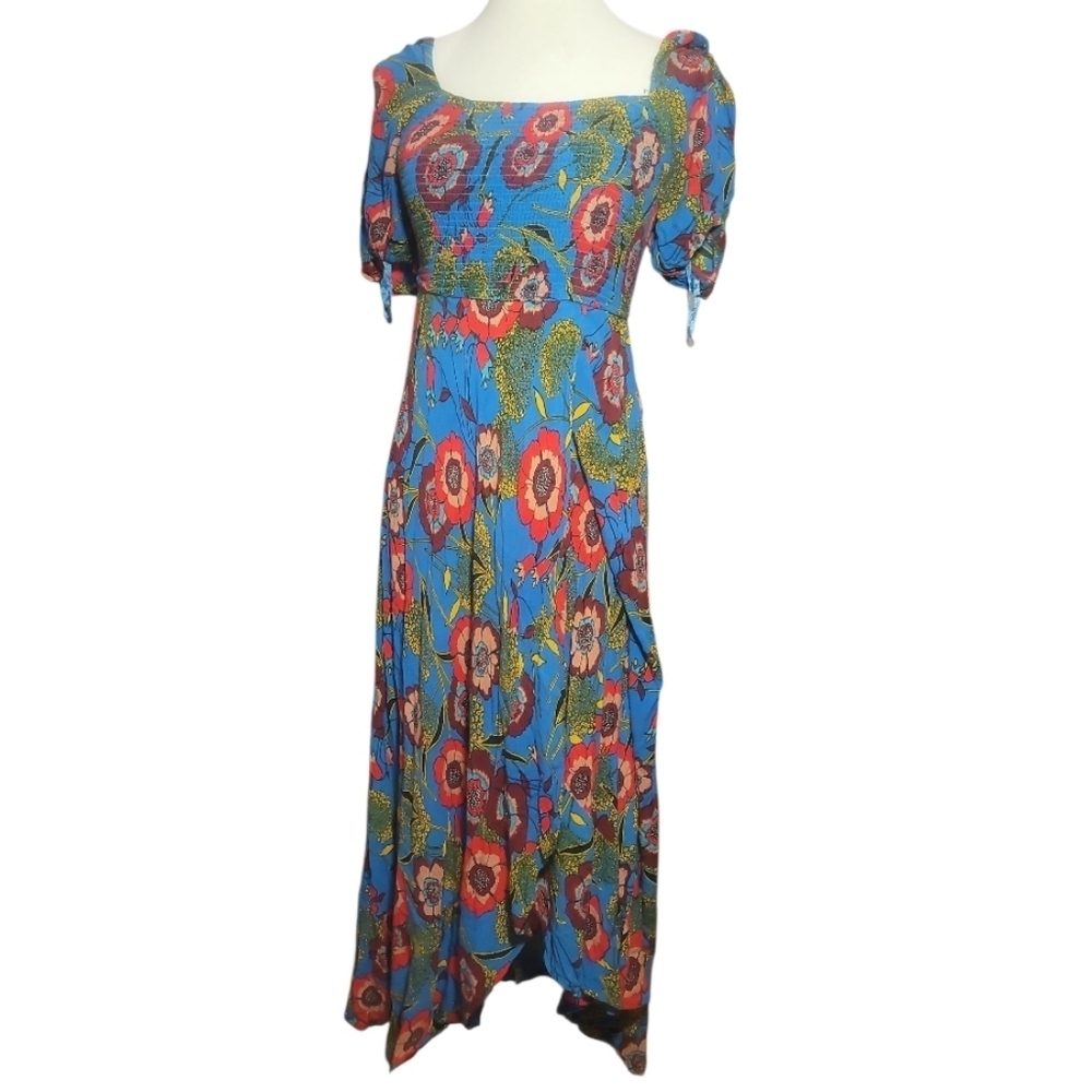 Band of gypsies Floral Blue yellow red Maxi Dress sundress xs